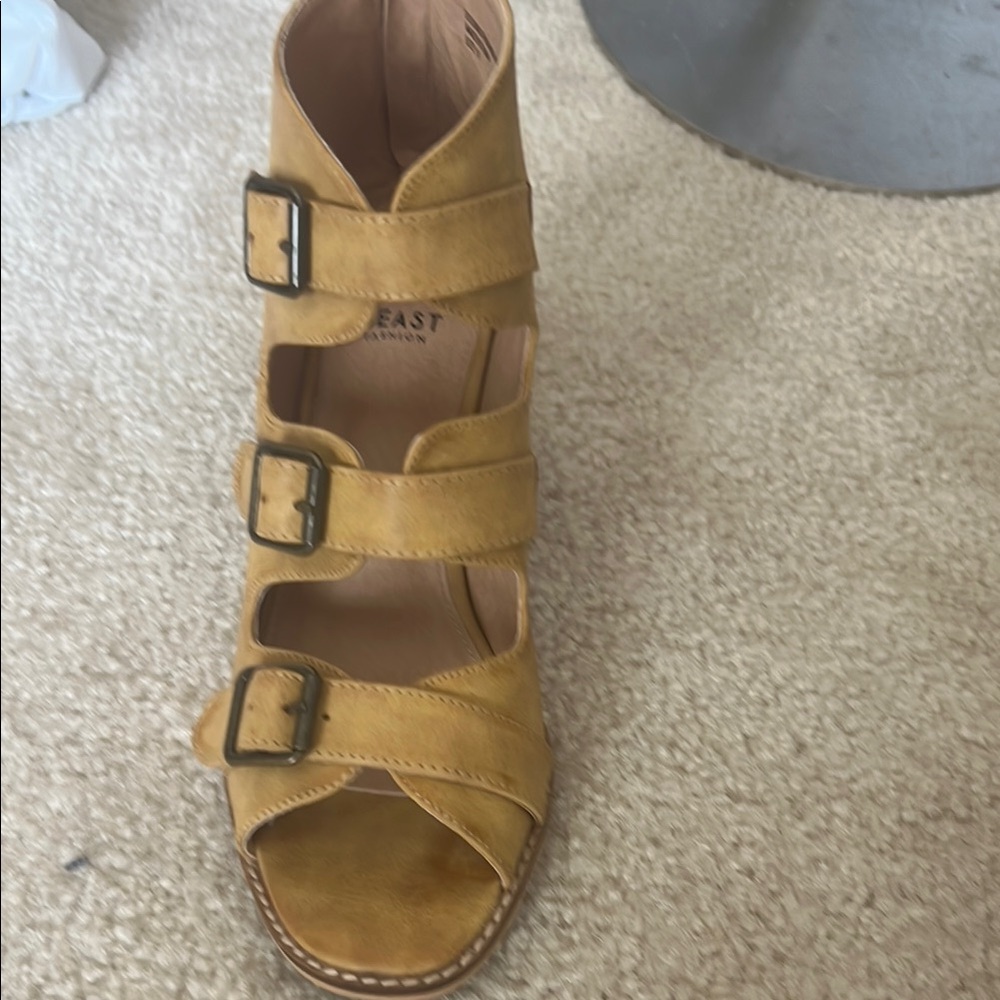 Women's Mustard Yellow Buckle Sandals